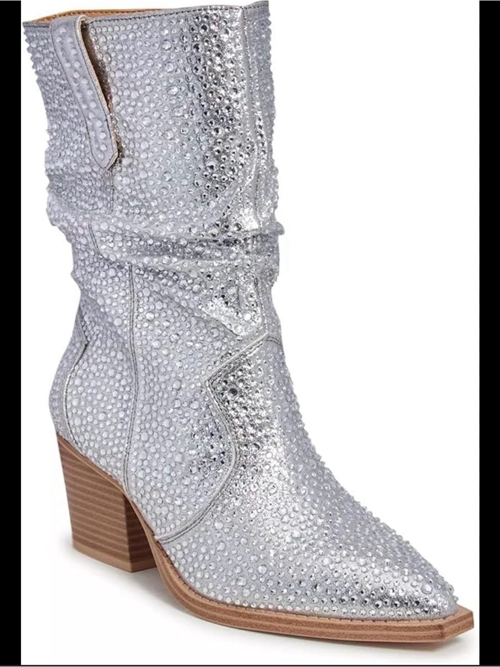 Crown Vintage Sinera Silver Rhinestone Western Glam Nashville Cowboy Boots 6.5